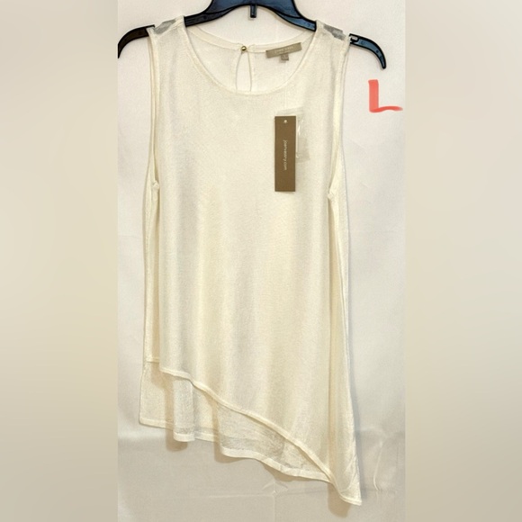 Joan Vass Cream Sleeveless Asymmetrical Top - Picture 1 of 2